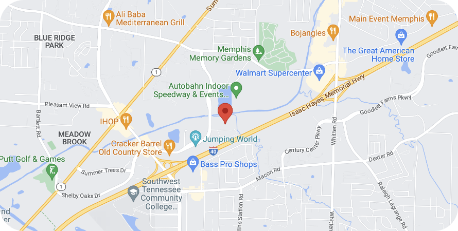Map showing the location off of Shelby Oaks Dr between Summer Ave and I-40